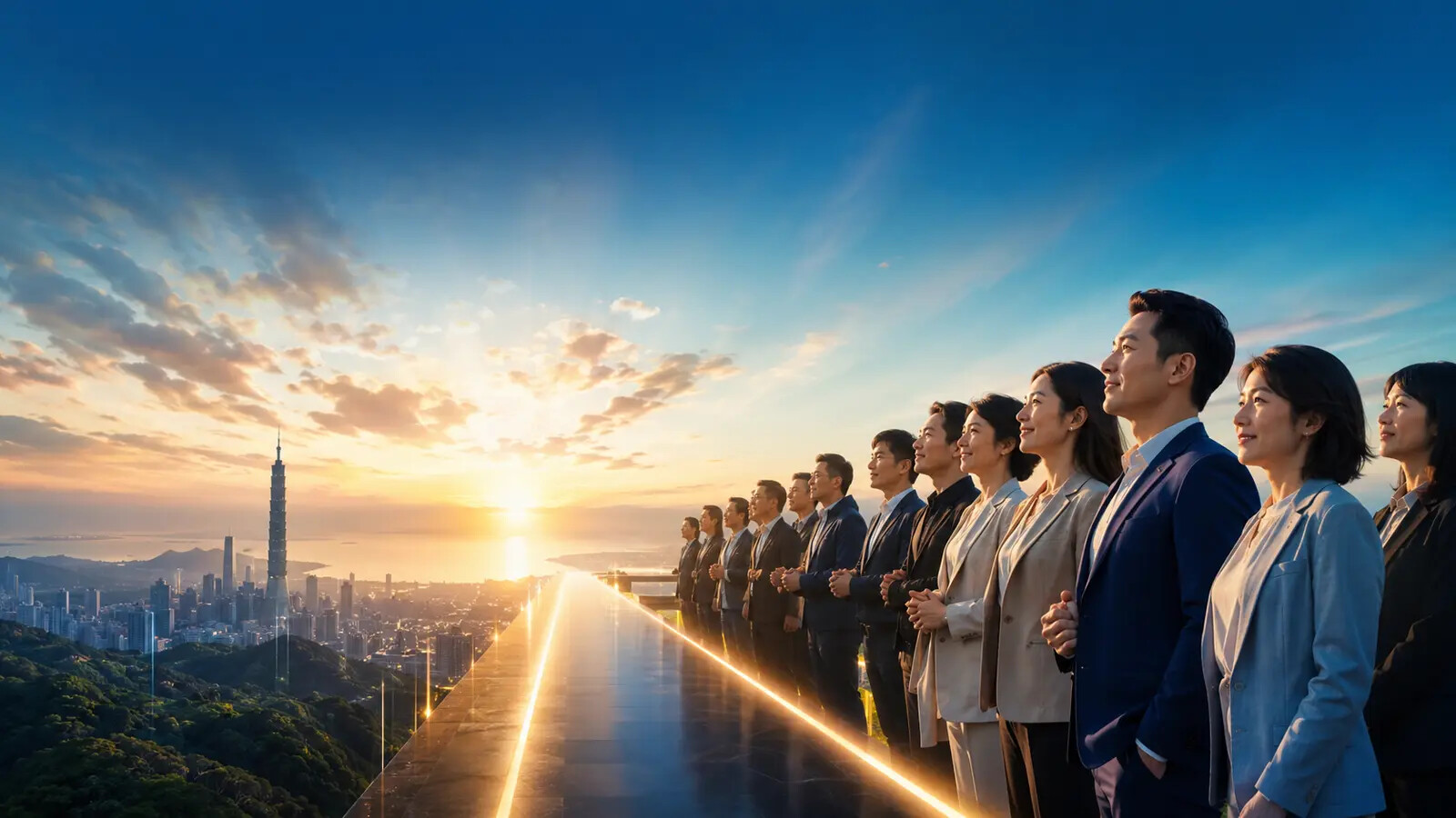 一群企業家共同走向成功與世界市場